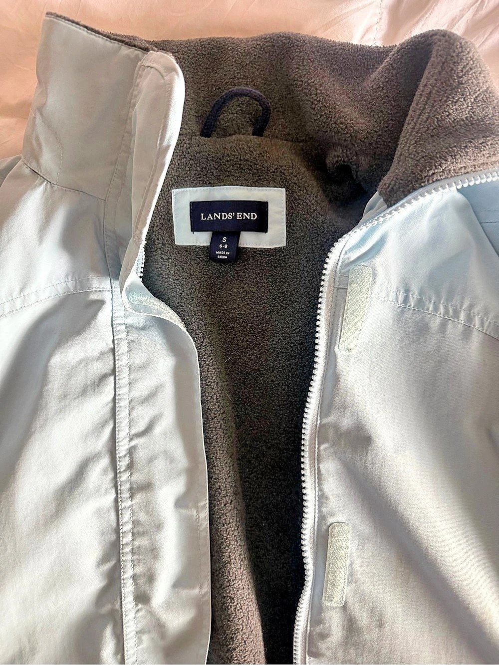 Lands' End Fleece-Lined Waterproof Jacket in Baby Blue Size Small